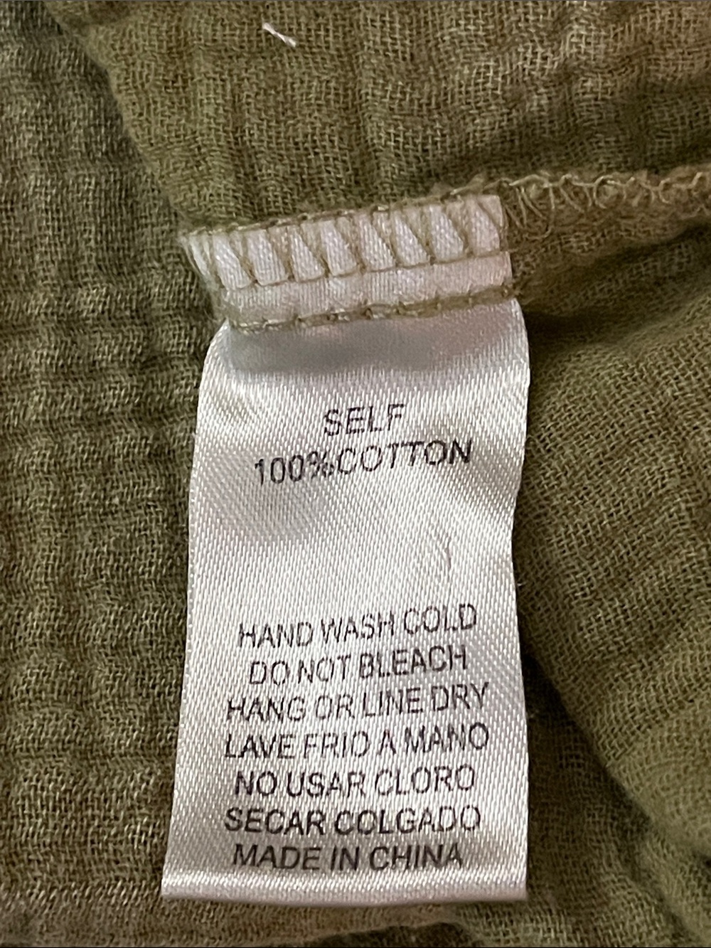Easel Oversized Acid Washed Sage Green Gauze Button-Up Shirt w/Ruched Sleeves - Picture 10 of 10